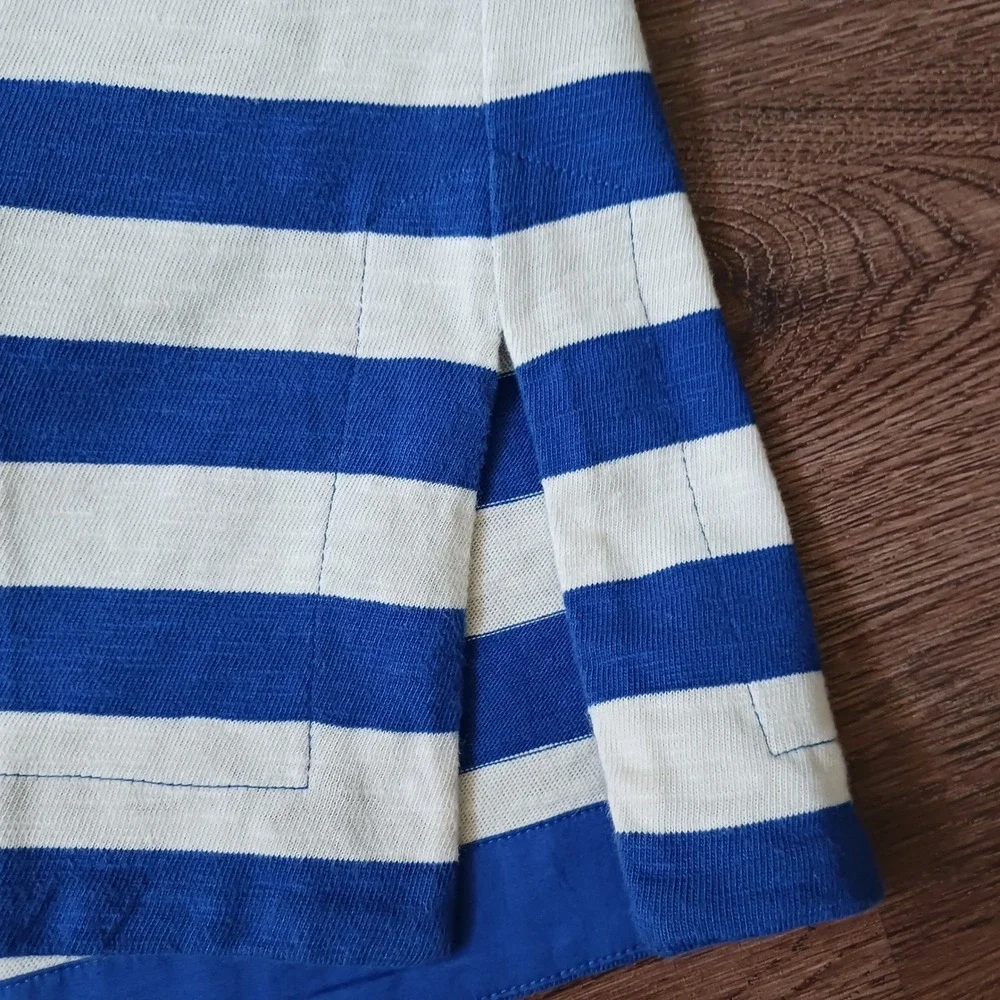 J.Crew Womens Blue Striped Cotton Tunic Dress Split Neck 3/4 Sleeve F1169 M - Picture 3 of 7